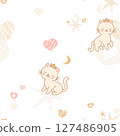 Cute Princess Cats Seamless Pattern 127486905