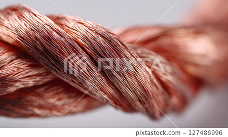 High-Resolution Close-Up of Copper Wire. Generative AI 127486996