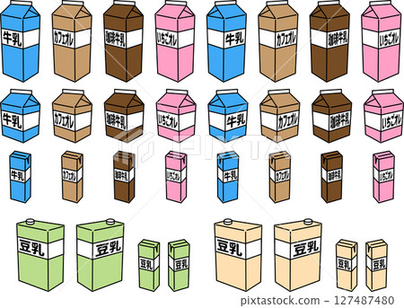 一組不同尺寸的牛奶飲料圖標 127487480