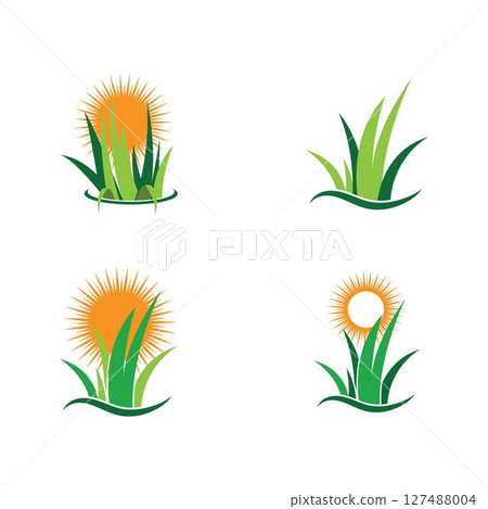Grass logo vector template Grass logo vector template 127488004