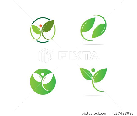 leaf ecology nature element vector icon 127488083