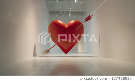 展覽室裡展示的一顆紅心 展覽室裡展示的一顆紅心 127488923