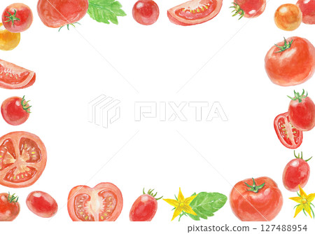 Tomato background painted with watercolors 127488954