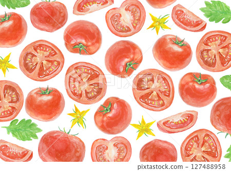 Tomato background painted with watercolors 127488958