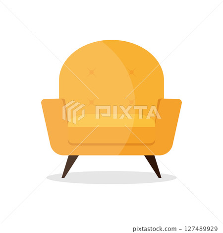 Yellow armchair seat flat icon isolated on white background. Flat chair icon symbol. Vector illustration Yellow armchair seat flat icon isolated on white background. Flat chair icon symbol. Vector illustration 127489929