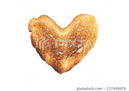 Heart-Shaped Toasted bread isolated on a white 127489976