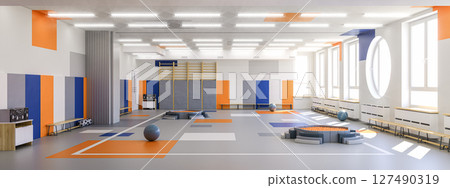 Modern school gym interior 127490319