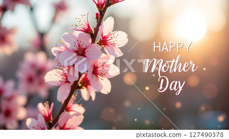 Celebrate Mother's Day with Cherry Blossoms in Soft Sunlight Ambiance 127490378