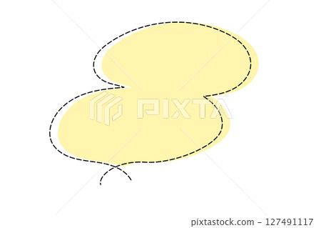A simple and cute speech bubble made with dotted lines - Yellow A simple and cute speech bubble made with dotted lines - Yellow 127491117