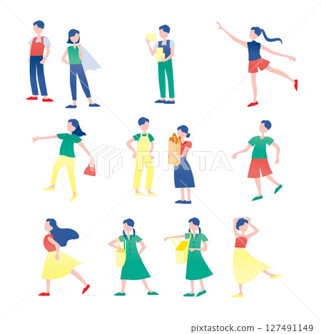 Standing figure illustration set 127491149