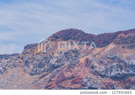 (Kumamoto Prefecture) Mount Aso - Agglutinate topography can be seen on the crater wall of Nakadake (Kumamoto Prefecture) Mount Aso - Agglutinate topography can be seen on the crater wall of Nakadake 127491665