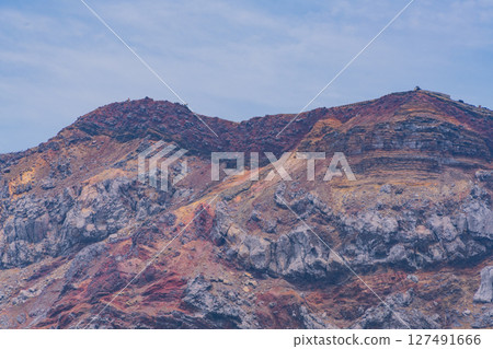 (Kumamoto Prefecture) Mount Aso - Agglutinate topography can be seen on the crater wall of Nakadake 127491666