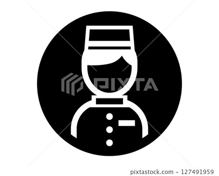 Hotel staff round simple monochrome outline illustration icon 127491959