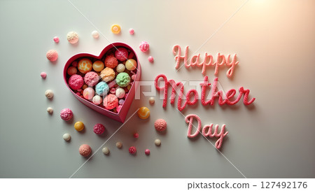 Heartfelt Happy Mother's Day celebration with candies and love for mothers across globe 127492176