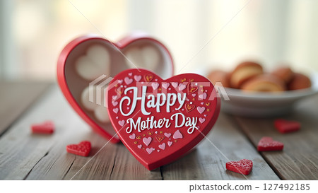 Heartfelt Mother's Day Celebration with Sweet Treats and Affectionate Greetings 127492185