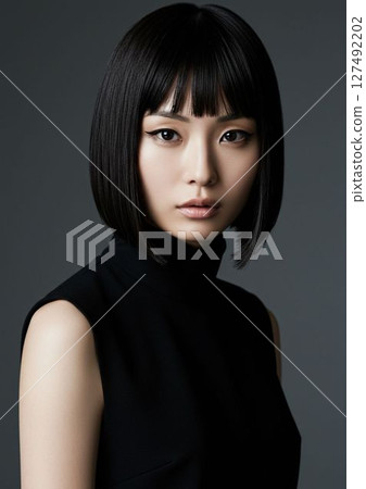 A woman in a black dress A woman in a black dress 127492202