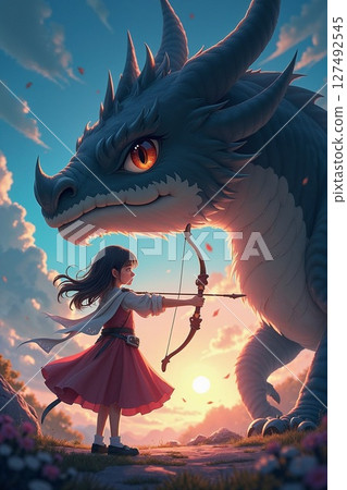 Dragon and girl 127492545