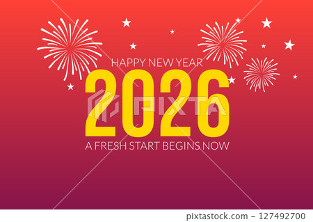 Happy New Year 2026 with Fireworks and Festive Background 127492700