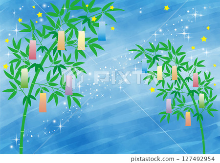 七夕竹子裝飾插畫背景素材001 127492954