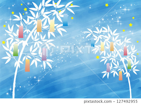 七夕竹子裝飾插畫背景素材002 127492955