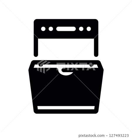 Simple vector black icon dishwasher Simple vector black icon dishwasher 127493223