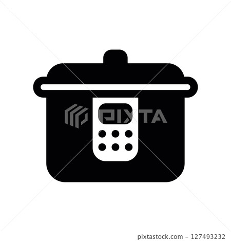 Simple vector black icon rice cooker 127493232