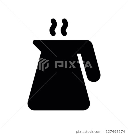Simple vector black icon glass tea kettle 127493274