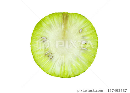 maclure fruit cut, isolated on white background with clipping path maclure fruit cut, isolated on white background with clipping path 127493587