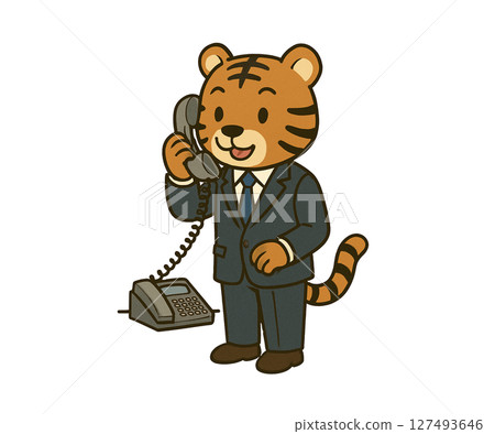 老虎接電話的商業形象 127493646