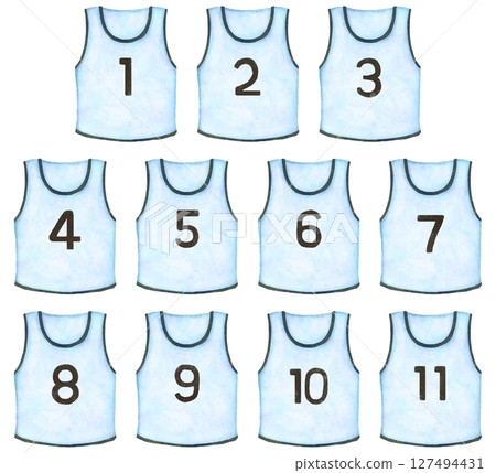 Illustration set of numbered bib numbers (white) 127494431