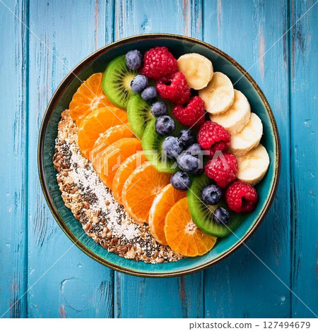 Colourful and healthy breakfast bowls 127494679