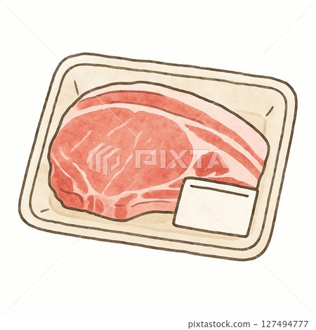 簡單的平面豬肉插圖 127494777