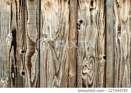 Background material of wooden boards. Background material with a solid antique wood grain. Door boards, wall boards, planks, flooring, wooden floors 127494795