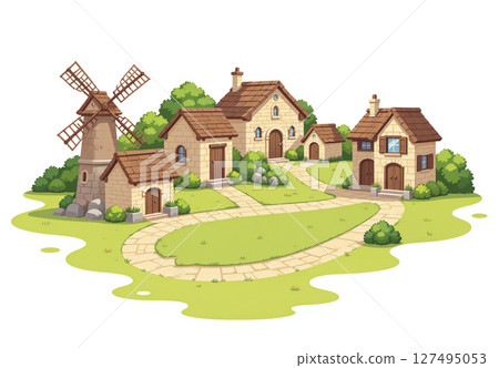 Quiet time in the windmill village 127495053