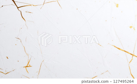AI image: Texture of white washi paper with gold leaf 127495264