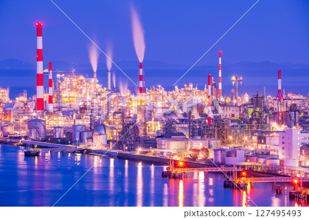 廣島縣大竹市工廠夜景 廣島縣大竹市工廠夜景 127495493