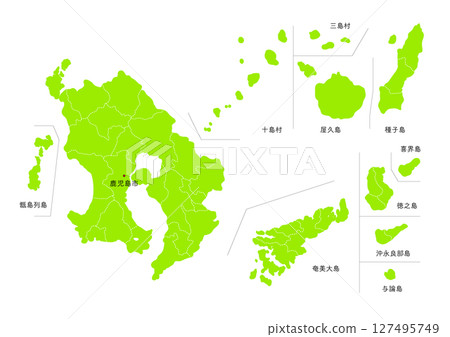 鹿兒島縣行政區劃圖 鹿兒島縣行政區劃圖 127495749