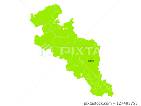 Map of Kyoto prefecture with administrative divisions 127495753