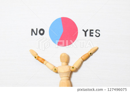 YES and NO pie chart and drawing doll 127496075
