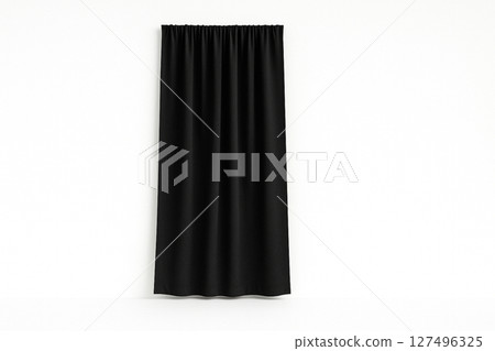 Simple black curtains on a white background Simple black curtains on a white background 127496325