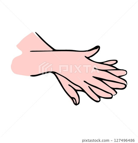 Proper hand washing. Hand-drawn illustration 127496486