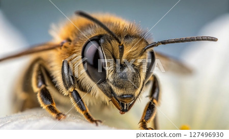 close up view of a bee on a flower close up view of a bee on a flower 127496930
