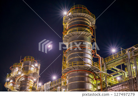 Hiroshima Prefecture, Otake City, Daicel Otake Factory, night view Hiroshima Prefecture, Otake City, Daicel Otake Factory, night view 127497279