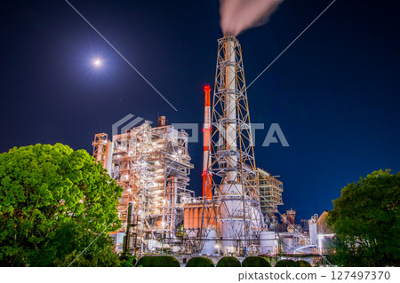 廣島縣大竹市大竹污水處理場工廠夜景 127497370