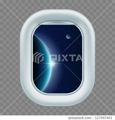 planets and stars through the porthole of a spaceship planets and stars through the porthole of a spaceship 127497401