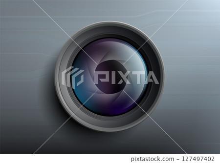 Photo or video camera lens. Photo or video camera lens. 127497402
