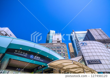 Tokyo cityscape in Japan, including Yurikamome's Shinbashi Station, on the 19th Tokyo cityscape in Japan, including Yurikamome's Shinbashi Station, on the 19th 127498120