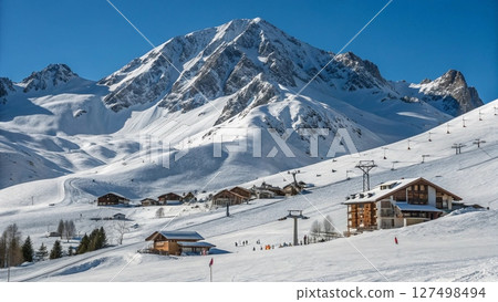 winter landscape with snowy mountains 127498494