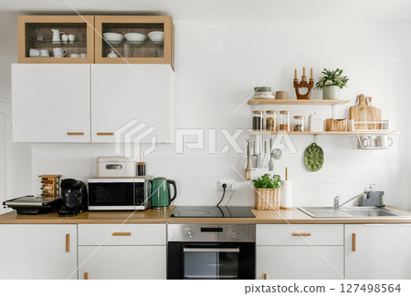 Modern Scandinavian Kitchen Interior Minimalist Design Decor Modern Scandinavian Kitchen Interior Minimalist Design Decor 127498564