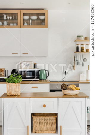 Modern Scandinavian Kitchen Interior Minimalist Design Decor Modern Scandinavian Kitchen Interior Minimalist Design Decor 127498566